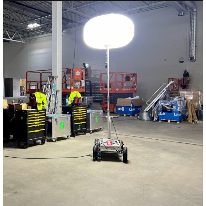 Balon mobil de iluminare constructii 800W - 110.000 lumeni – 3,2 m inaltime - cu carucior